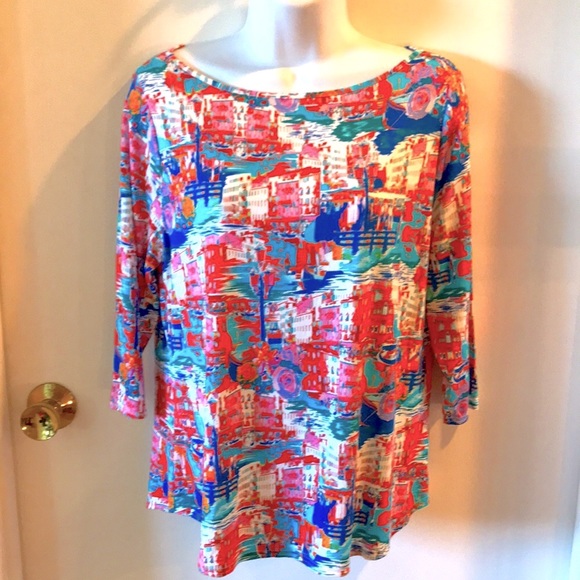 PECK&PECK PETITE SUMMER TOP 3/4 SLEEVES SIZE PL Excellent Condition - Picture 2 of 7